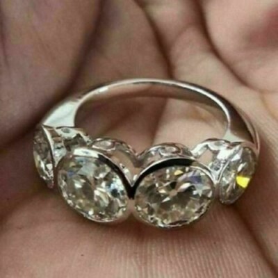 Laborgefertigter Verlobungsring 14 K Weißgold-Finish 4 kt Rundschliff Diamant...