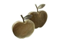 Apfel Mangoholz, 2Er Set, Skulptur Figur Deko Tischdeko Obst