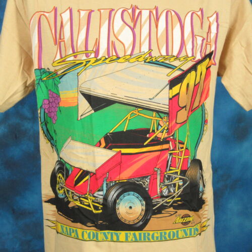 NOS vintage 90s CALISTOGA SPRINT CAR RACING T-Shirt LARGE narc world of  outlaws