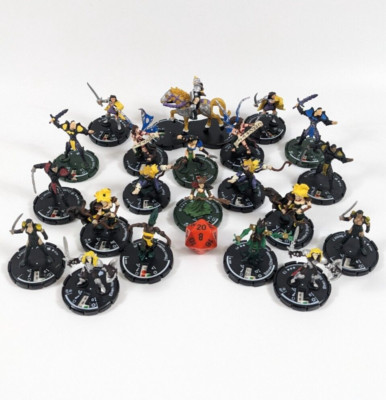 MAGE KNIGHT Miniatures Game LOT OF 21 ELF ELVEN WARRIOR & MAGE UNITS Used
