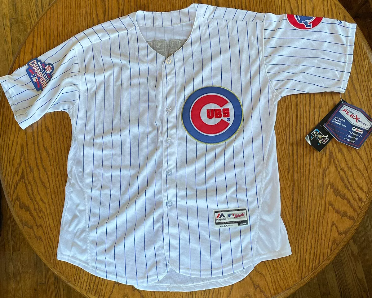 Addison Russell 2016 Chicago Cubs World Series Men's White Gold Cool Base  Jersey