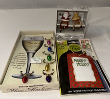 New Boston Warehouse Lot Bottle Stoppers Gift tags Wine Markers Christmas
