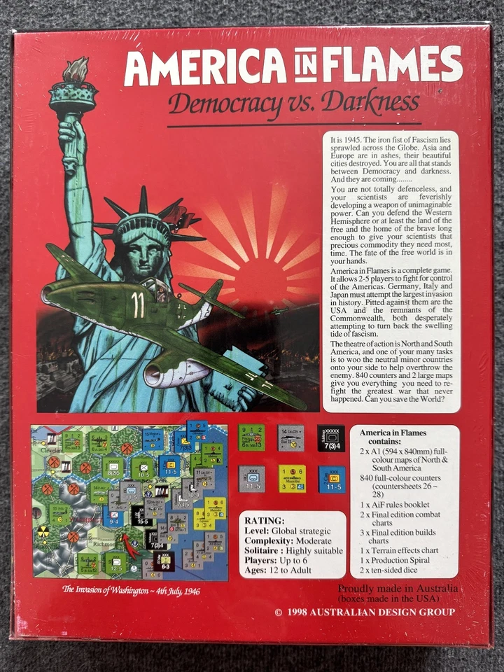 NUEVO - AMERICA IN FLAMES Democracy vs Darkness 1998 Australian Design Group Juego Foto 2 de 2