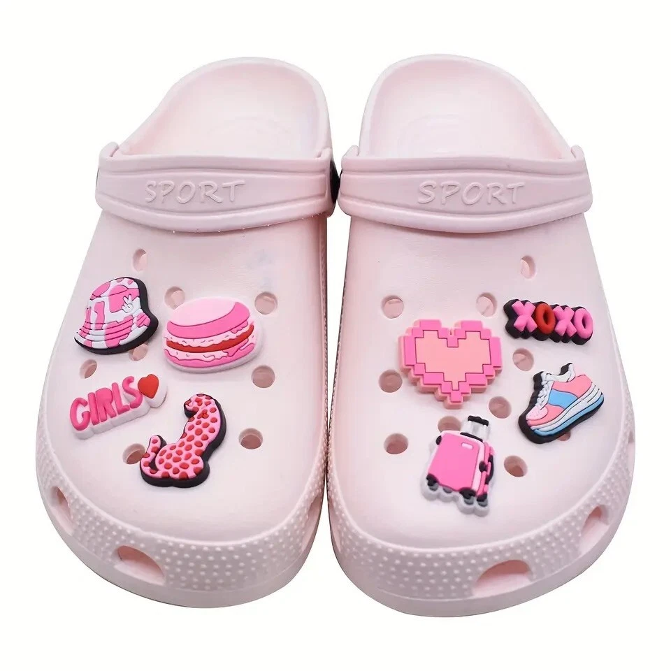 36Pcs Pink Mixed Pattern PVC Shoes Cute Charms Decor For Croc And Jibbitz  Gift