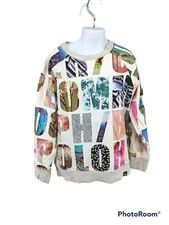 Molo Sweatshirt Kids Size 140 Crew Neck Alphabet Graphic Marina Multicolor