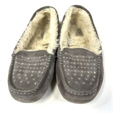 UGG Women s Slippers Size 5 Leather Gray Slip On Rhinestones Bling 1911