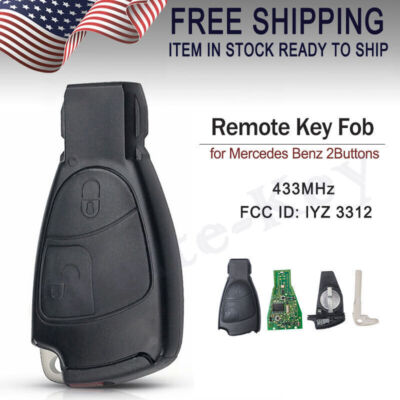 2Button For Mercedes Benz B C E ML S CLK CL Smart Remote key Fob 433Mhz IYZ 3312