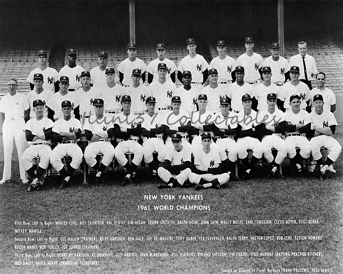 1961 NEW YORK YANKEES BASEBALL WORLD SERIES CHAMPIONS 8X10 TEAM