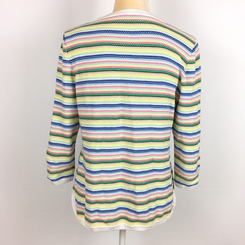 Talbots Women's Size M Pullover Sweater Colorful Pastel Rainbow Striped Crewneck - Picture 6 of 8