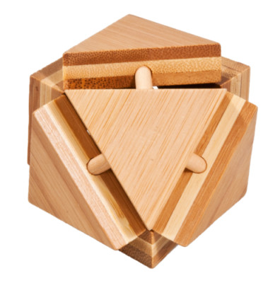 Magic Triangle Box 3D Bamboo Puzzle Fridolin IQ-Test Brain Teaser New