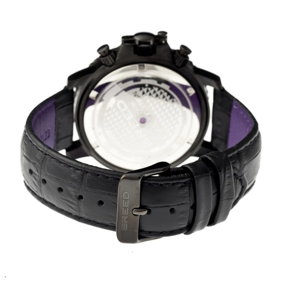 NUEVO Reloj redondo Breed 4703 Von Glarus de cuero negro cronógrafo esfera blanca para hombre Foto 3 de 3