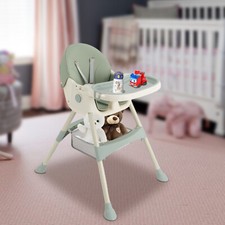 Krzesełko do karmienia, regulowane składane krzesełko dla dziecka, PP, stal, PU, krzesełko dla dziecka, miętowa zieleń