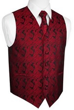MEN'S APPLE PAISLEY FORMAL TUXEDO VEST, TIE  HANKIE SET Wedding Prom Homecoming