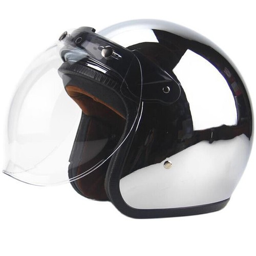 #DOT Chrome Silver Motorcycle Helmet Open^Face Sun Visor Scooter off Road%Helmet - Picture 17 of 28