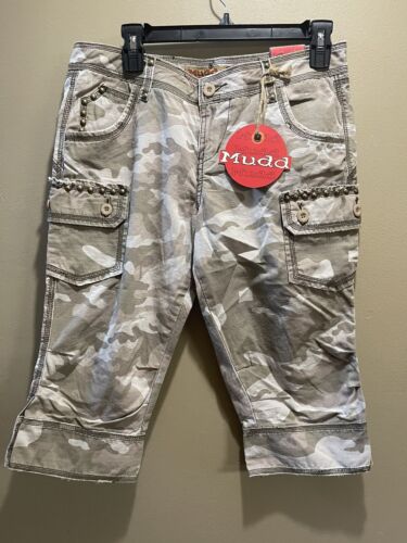 Mudd Jeans Camo Capri Cargo Woodland Camouflage Womens Sz 9