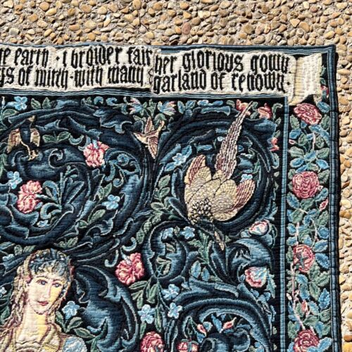Tapiz vintage con certificado de autenticidad Flora William Morris colgante de pared 54x36 hecho en Bélgica - Imagen 7 de 21