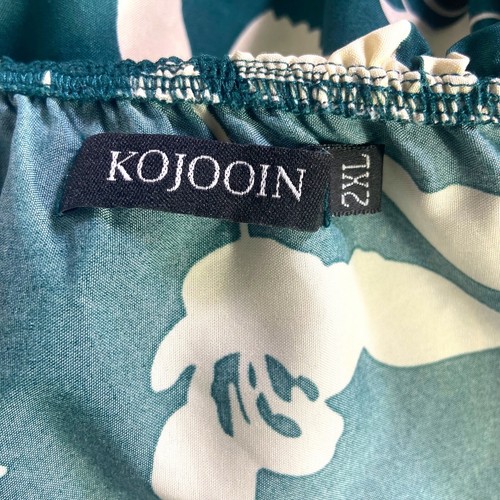Kojooin Green Floral Ruffle Maxi Dress Belted Off Shoulder Women Plus Size 2XL - Picture 5 of 10
