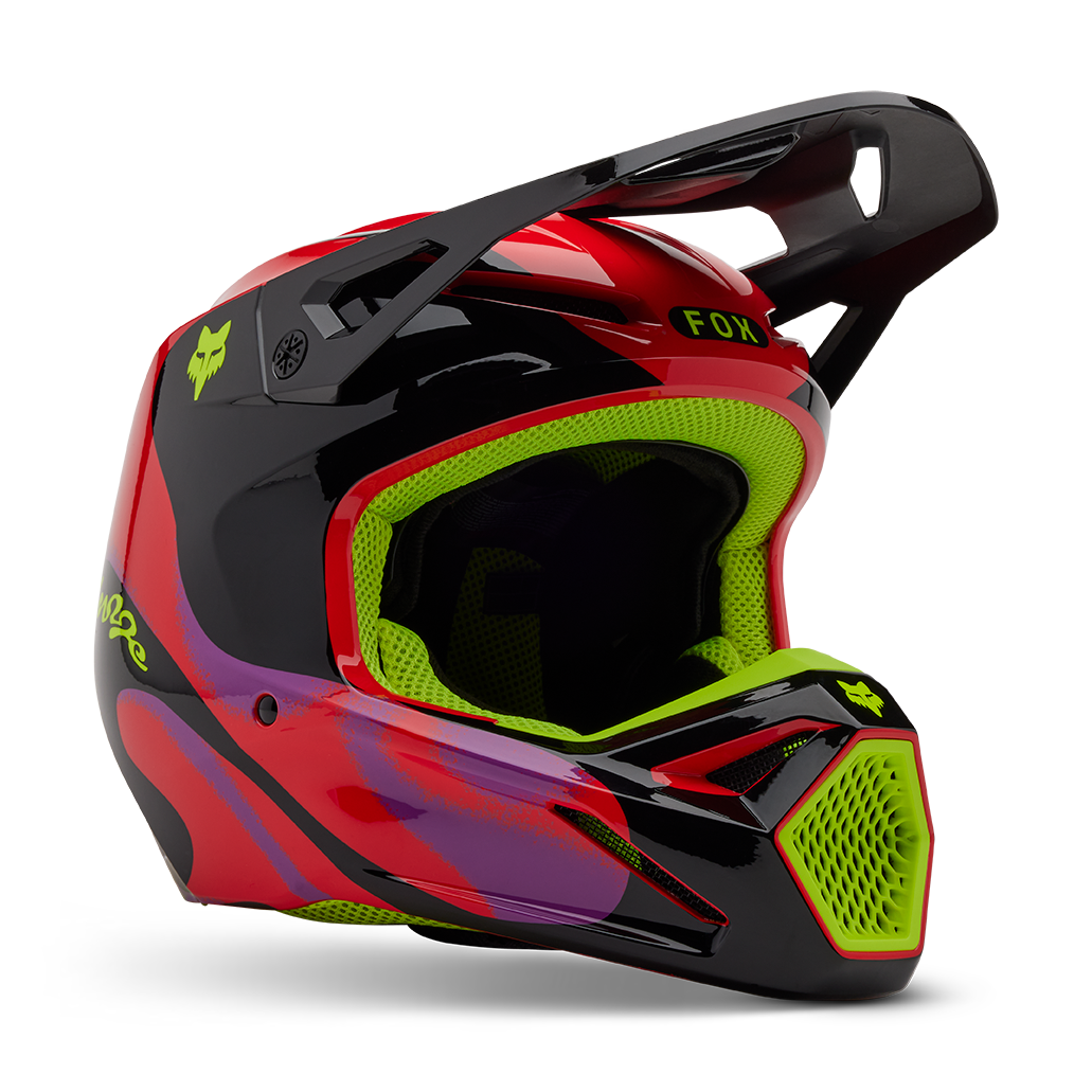 MT HELMETS スポーツヘルメット イエロー/ブラック/レッド New Fox Racing Men's Motocross V1 Emotion Helmet, Flo Red, X-Large