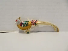 PD Premier Designs Tropical Parrot Bird Long Tail Enamel Brooch Pin Vintage