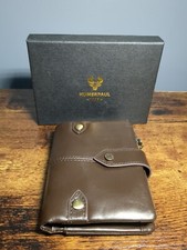 Humerpaul Dark Brown Leather Wallet New Man Woman Vintage Look Plenty Space