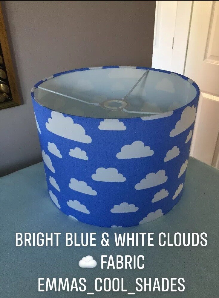 Toy Story Bright Blue White Clouds Lampshade Handmade Nursery Baby
