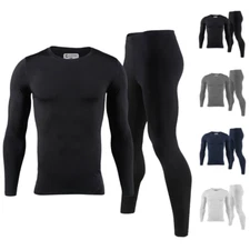 Mens Ultra Soft Fleece Lined Thermal Top & Bottom Long John Underwear Set