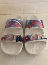 Crocs Classic Out of this World  Multi/White Slides Gibbitz Women's 10 Men's 8