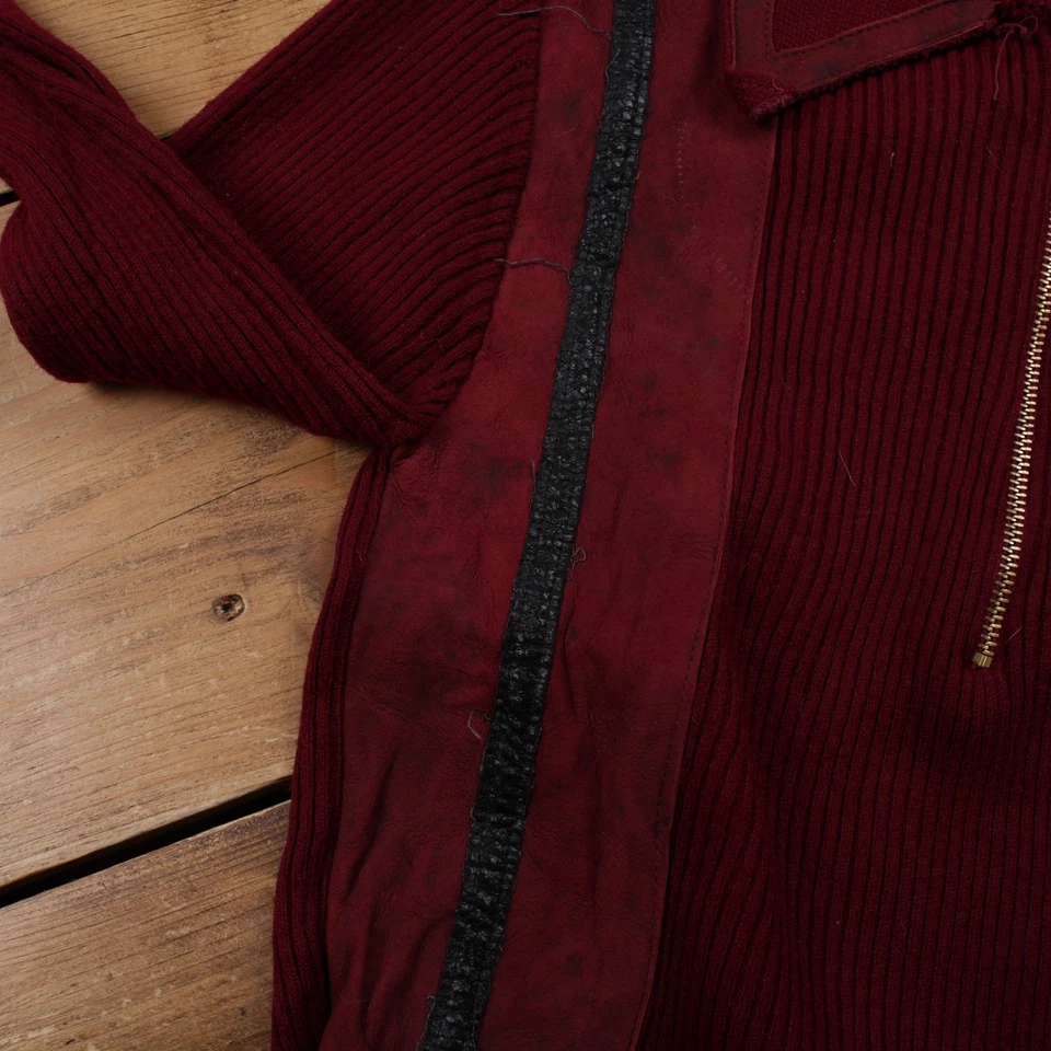 Vintage Campus 1/4 Zip Jumper Sweater L 60s USA Made Suede Patch Womens V-Neck - Image 4 of 4