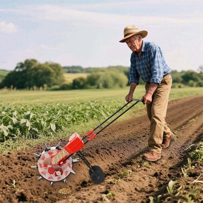 10 Holes Hand-Push Seeder Garden Seeder Agriculture Walk-Behind Row Crop Planter