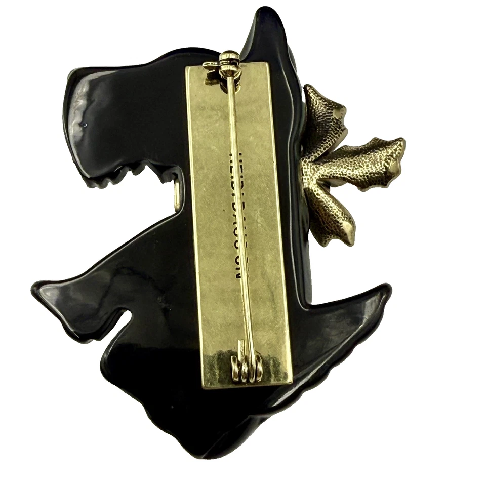 Broche Heidi Daus Scottie Love Dog coleira de cristal Natal azevinho acento - Imagem 4 de 4