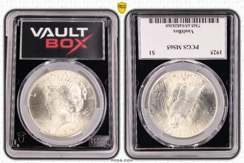 🖤1925 Peace Dollar PCGS MS65 VAULT BOX!!! PQ GEM COIN L👀K 🖤