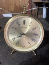 RARE Vintage Bulova desk / Table Alarm Clock Solid Brass FOR PARTS