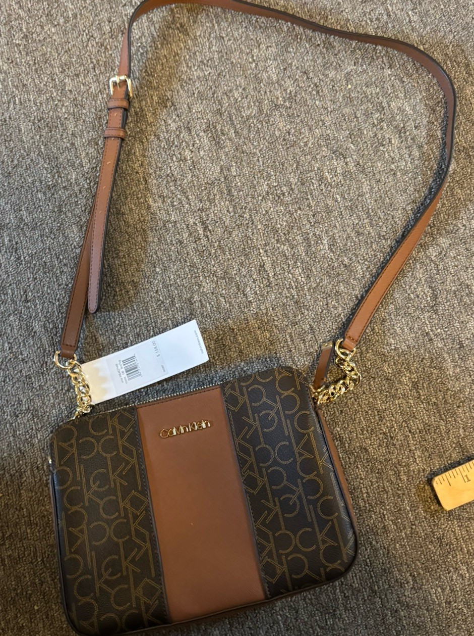 Calvin Klein Brown Monogram Crossbody Bag Purse NWT – BNG Hotel