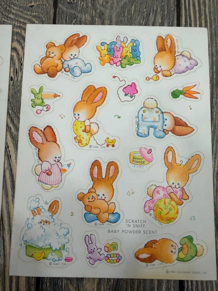 Hojas de pegatinas Hallmark Bunny 1984 vintage Foto 3 de 3
