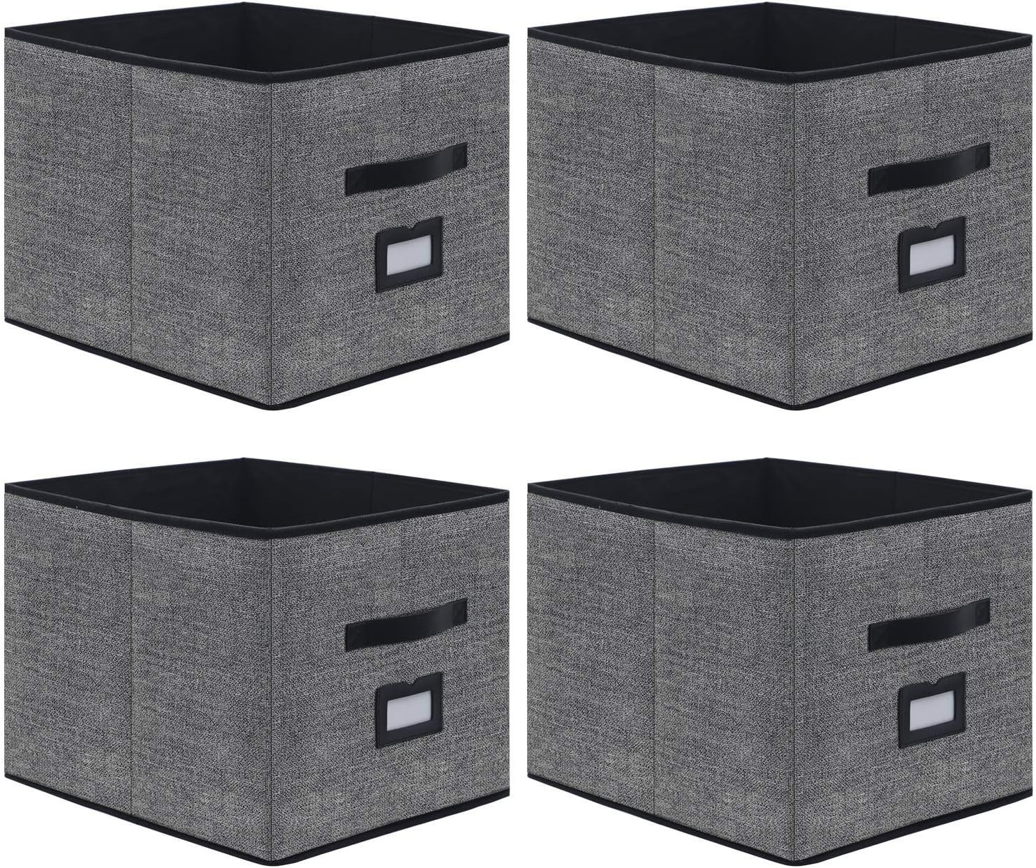 4-Pack Jumbo Foldable Fabric Storage Cubes with Label Pockets