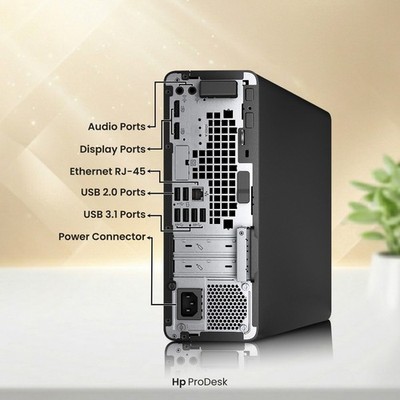 HP 600 G4 Desktop PC i5-8th 16GB RAM 256GB SSD 500GB HDD 24