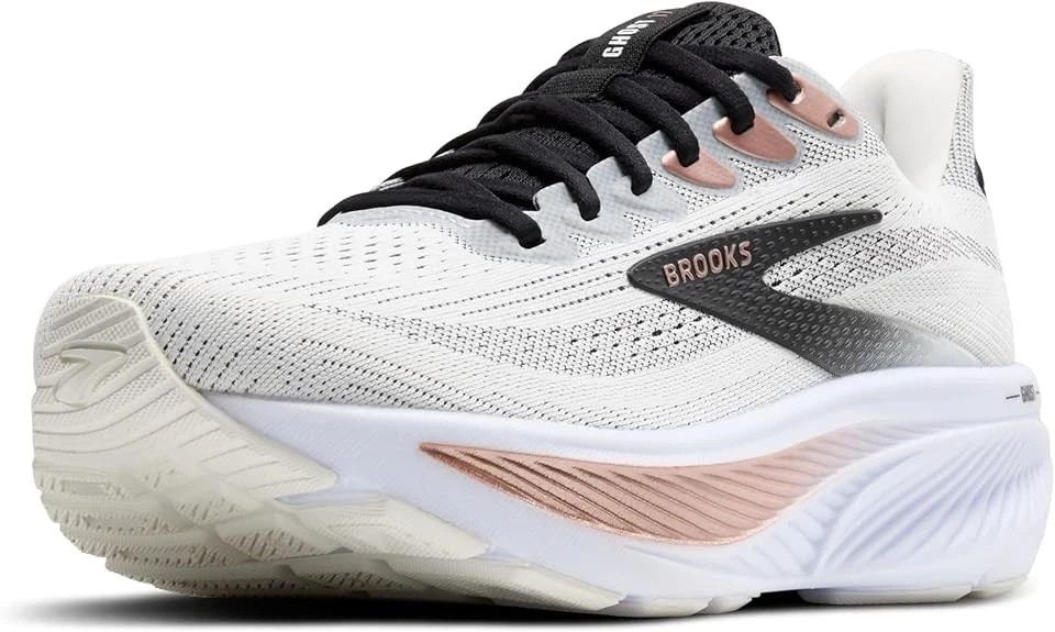 Brooks Ghost 17 Road-Running Shoes - Women's-White/Black/Rose Gold