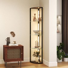 HOMCOM Lampada da Terra con 5 Ripiani, Luce LED e 3 Livelli di Luminosità Nero