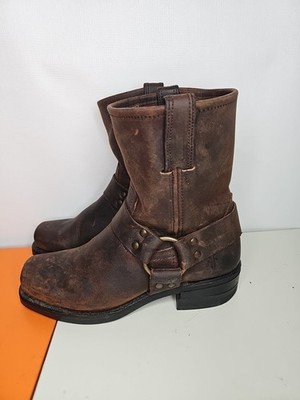 Frye Boots Gaucho Harness Moto Leather Square Toe Made In USA Size 7 M