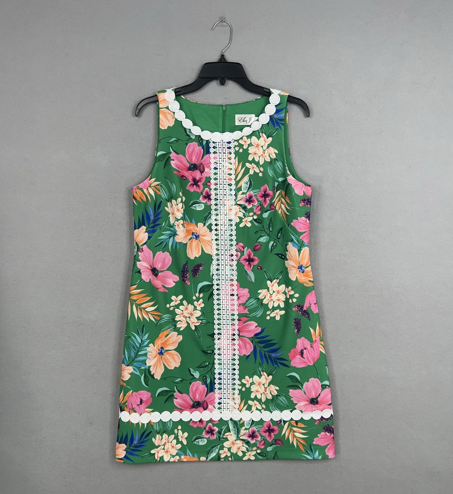 Eliza J Dress Womens 14 Green Floral Lace Feminine Romantic Spring Summer Office