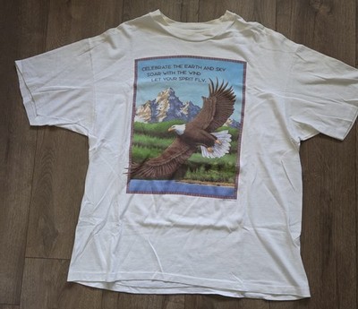 VTG Earth Nature Native American Eagle Single Stitch T-shirt Men s XL