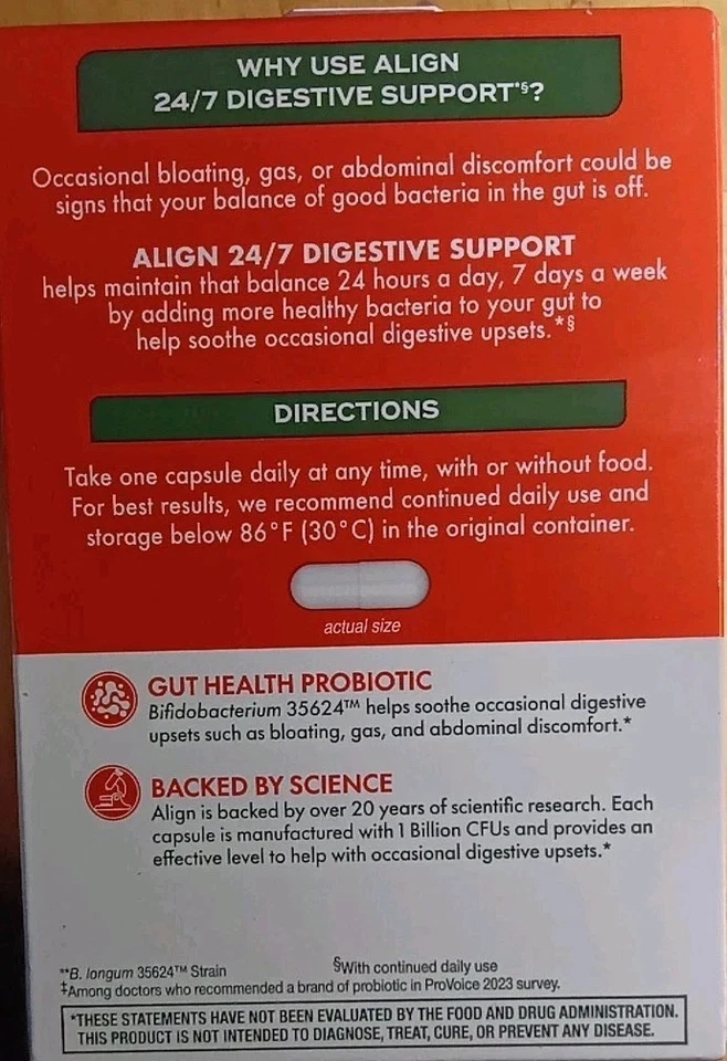 3 Boxes ALIGN 24/7 (84 Total ct) #1 PROBIOTIC - DIGESTIVE SUPPORT Exp. 03/2028 - Image 4 of 4