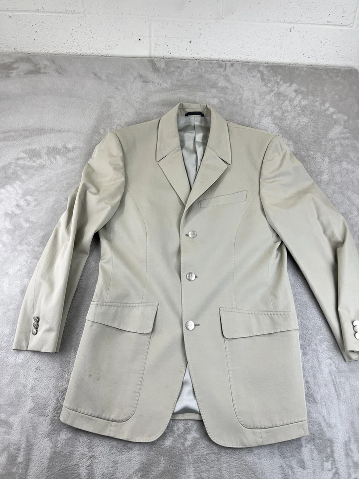 Thierry Mugler Paris Suit Mens 50R Beige 2 Piece Blazer Pants Made in Italy - Image 2 of 4