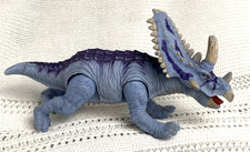 Triceratops Horned Dinosaur Figurine Blue Purple 7 Jointed Legs