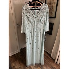 Adrianna Papell Light Blue Beaded 3D Floral Gown