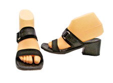 Donald J Pliner Black Croc Embossed Leather Slip-On Strappy Sandal Slides 6.5 M