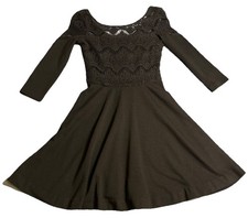 Lily Pulitzer Fit & Flare Dress Black Lace Bodice 3/4 Sleeves Size XS