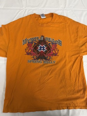Myrtle Beach Shirt Mens XL Orange Spring Rally 2007 Pinup Graphic Biker Tee