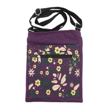Canvas Crossbody Bag with RFID-Blocking Protection in Purple Floral