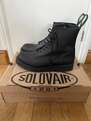 Solovair Eye Platform Derby Boots With inside Zip Black Greasy